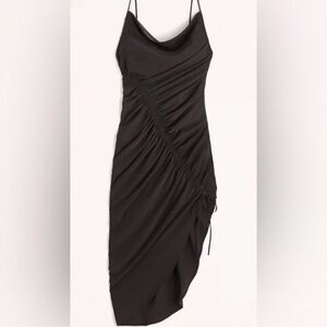 Abercrombie & Fitch - Black Asymmetrical Cinched Midi Dress - Size Medium - NWT